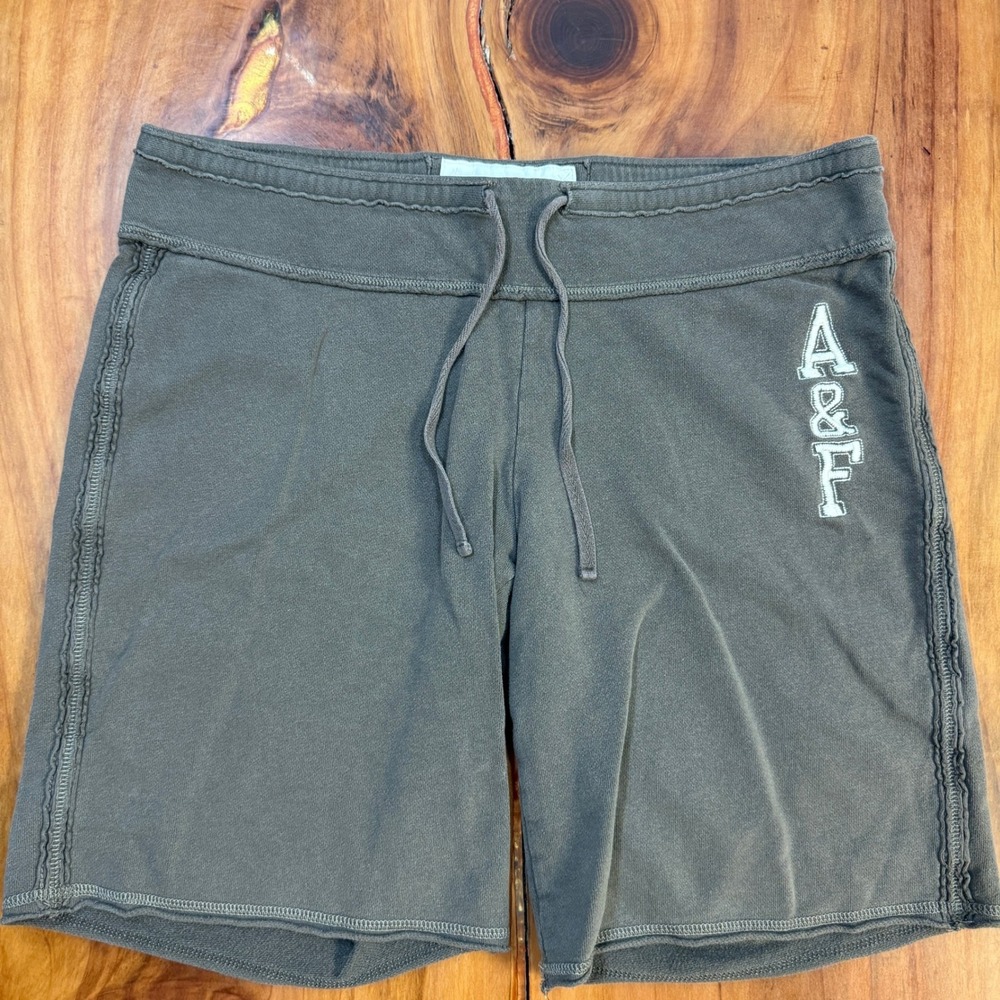 Vintage Y2K Abercrombie Shorts Juniors Large Long Drawstring Cotton Embroider Q7 - Picture 2 of 4